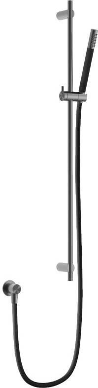 Hotbath Archie glijstangset met staafhanddouche doucheslang 150 cm en wanduitlaat 90 cm geborsteld gunmetal PVD - Foto 1