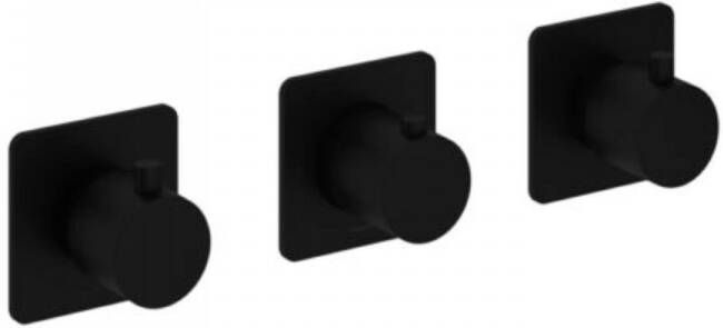 Hotbath Gal Afbouwdeel voor inbouwdouchethermostaat met 2 stopkranen Horizontaal verticaal Mat zwart GL7067EXTBL