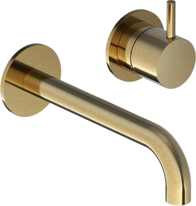 Hotbath Cobber Afbouwdeel voor wastafelkraan 18cm uitloop Living colours Geborsteld Messing CB105EXT18BB - Foto 2