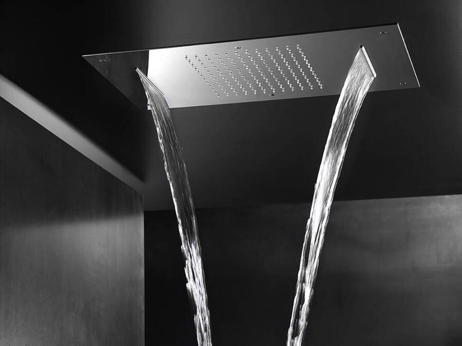 Hotbath Hoofddouche Mate Inbouw 70x38 cm Met Cascade Dualflow Geborsteld Nikkel - Foto 2