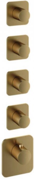 Hotbath Gal afbouwdeel voor High Flow thermostaat met 4 stopkranen horizontaal verticaal geborsteld messing PVD - Foto 1