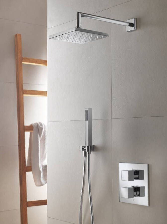 Hotbath Thermostatische Inbouw Douche Set Bloke Met 2-Weg-Stop-Omstel Ibs 4A Chroom + Wandarm