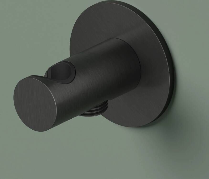 Hotbath Ace Wandsteun met uitlaat voor handdouche Mat Zwart PVD AC515MBP - Foto 3