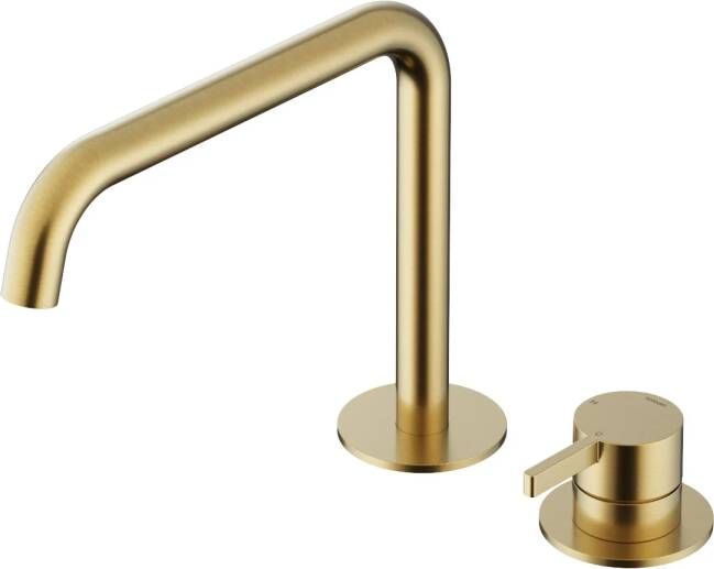 Hotbath Ace Wastafelmengkraan opbouw draaibare uitloop 2gats PVD Geborsteld Messing AC023BBP