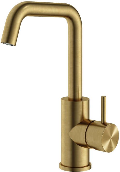 Hotbath Archie Wastafelmengkraan met draaibare uitloop zonder waste BBP Geborsteld Messing PVD AR014BBP