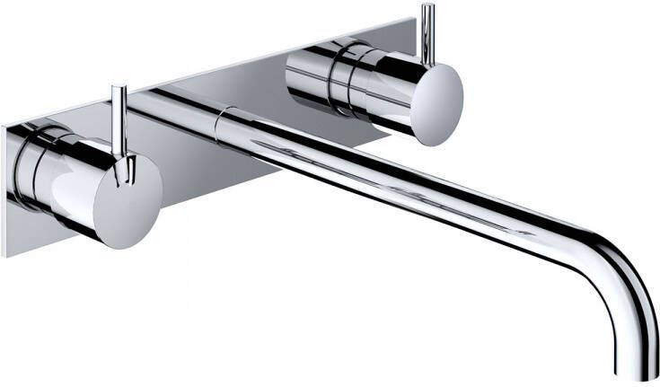 Hotbath Cobber afbouwdeel wastafelmengkraan met achterplaat en 25 cm uitloop chroom CB006TEXT25CR - Foto 3