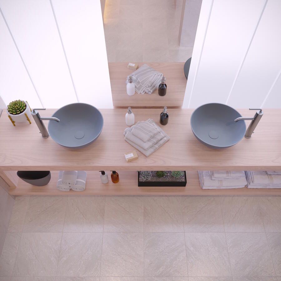 Ideavit Opbouw Waskom Solidthin 39x14 5 cm Solid Surface Mat Lichtgrijs - Foto 2