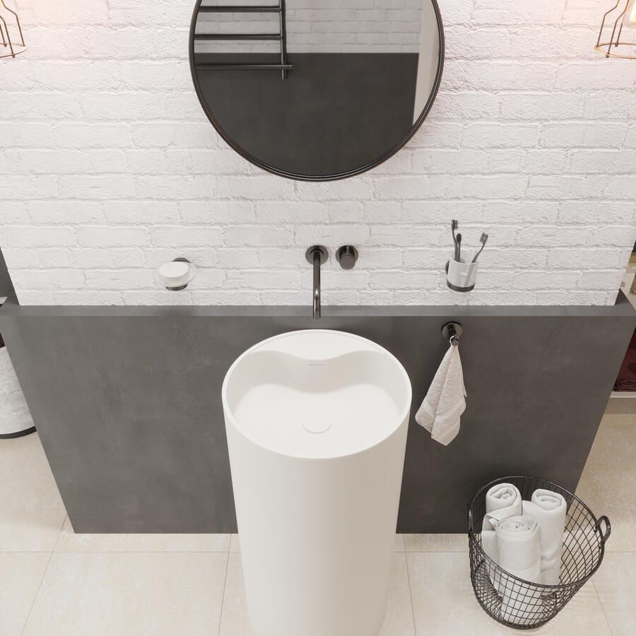 Ideavit Waskom Solidroll 45x45x90 cm Solid Surface Op Voetstuk Mat Wit - Foto 2
