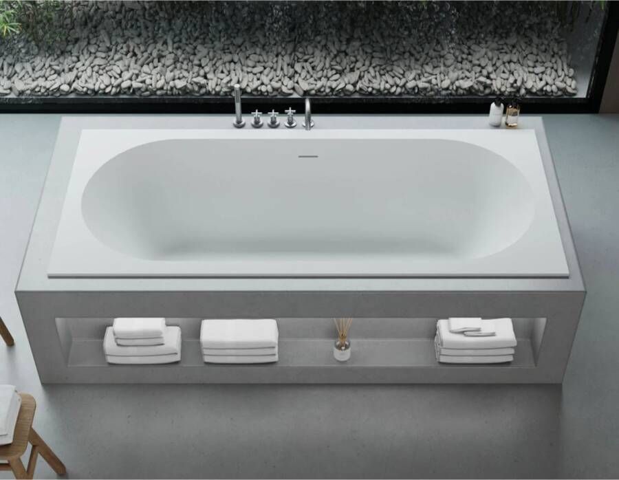 Ideavit Inbouw Ligbad SolidCozy 180x80x54 cm Solid Surface Met Pop-up Waste Mat Wit