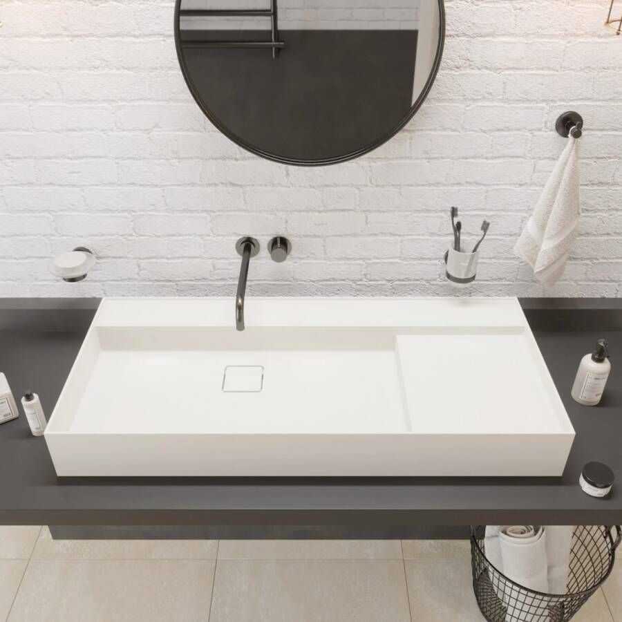 Ideavit Opbouw Waskom Solidbliss 100x45x12 cm Solid Surface Mat Wit