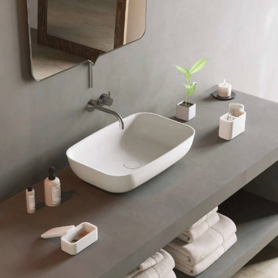 Ideavit Opbouw Waskom Solidpool 55x35x13 cm Solid Surface Mat Wit