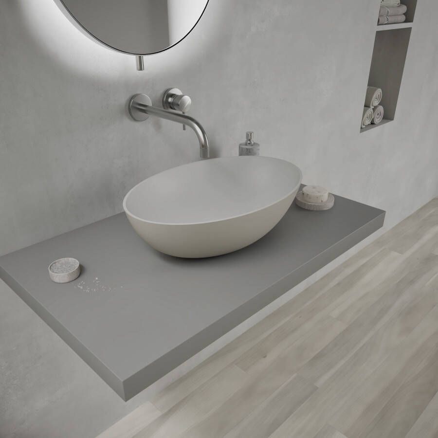 Ideavit Opbouw Waskom Solidthin 50x33x14.5 cm Solid Surface Mat Grijs