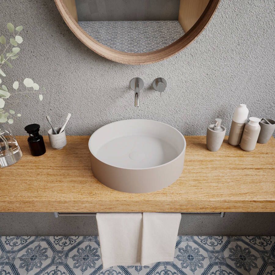 Ideavit Opbouwwastafel Solidthin 40x40x12.5 cm Solid Surface Grijs Beige