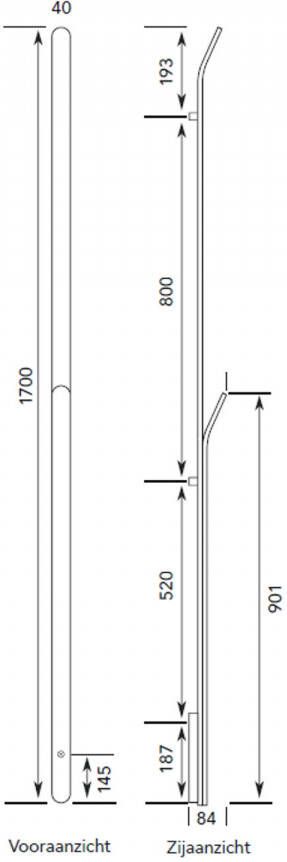 Instamat Elektrische Radiator Stick ARC Handdoekwarmer 170 cm 34W Geborsteld Aluminium Soft Wit