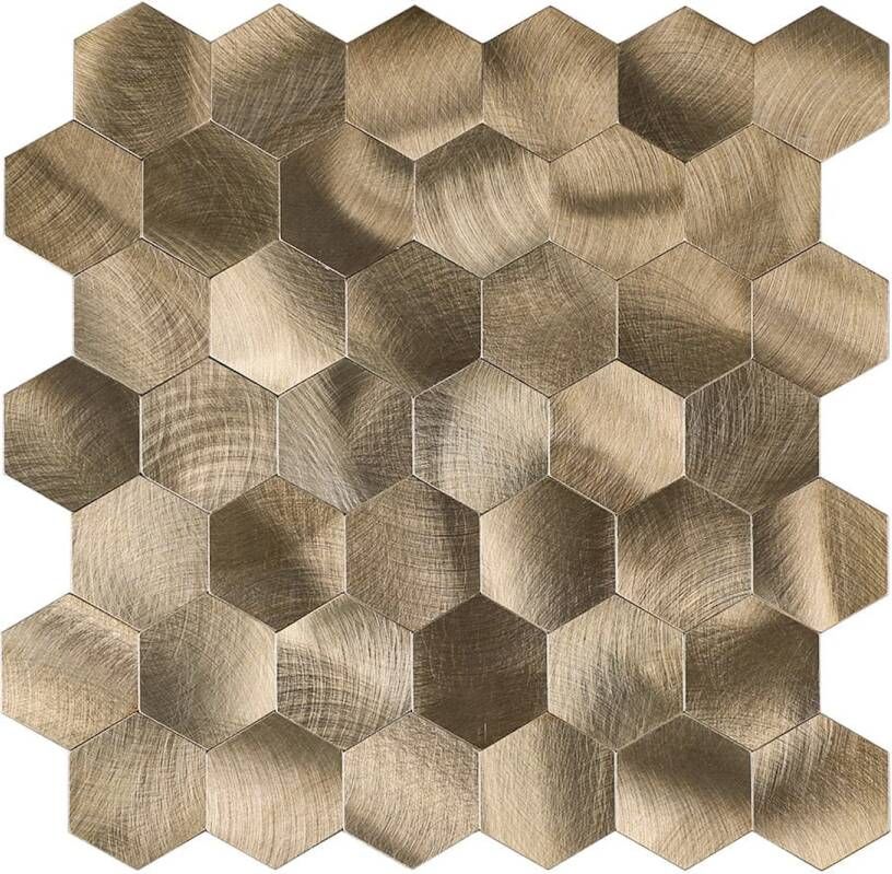 Isodeco Mozaïek Steenstrip Hexagon Zelfklevend 29.0x28.0 cm Geborsteld Brons