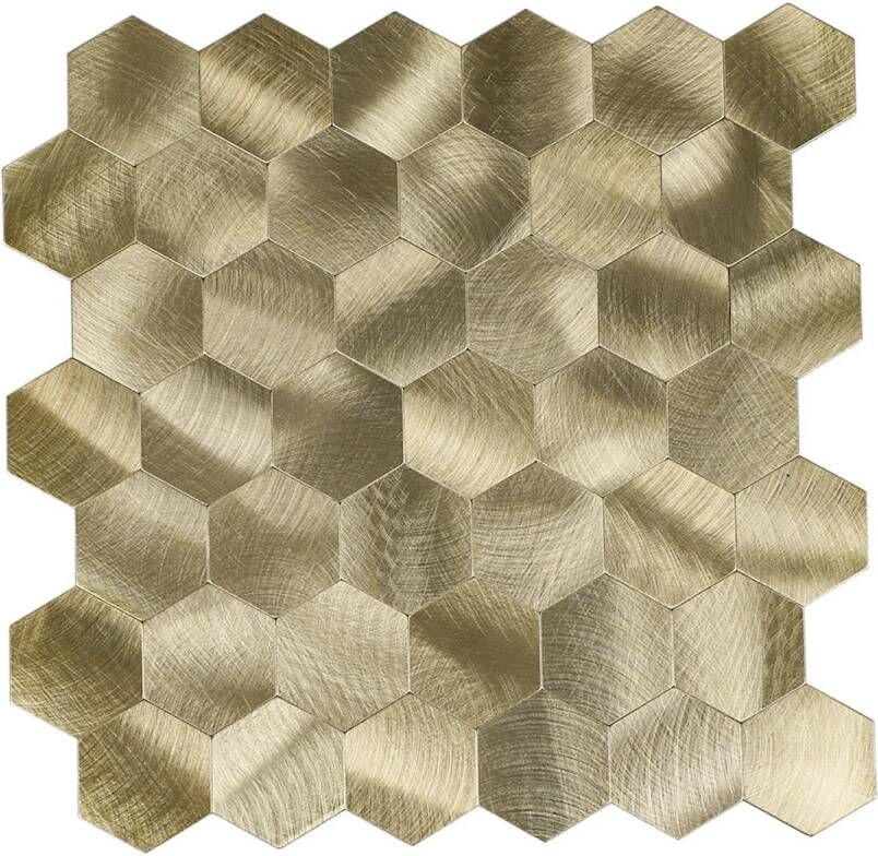 Isodeco Mozaïek Steenstrip Hexagon Zelfklevend 29.0x28.0 cm Geborsteld Goud