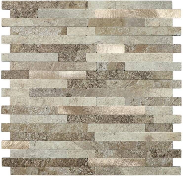 Isodeco Mozaïek Steenstrip Zelfklevend 29.2x29.7 cm Taupe Beige Mix