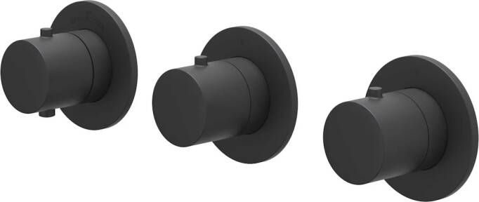 Ivy Bond Afbouwdeel voor Inbouwthermostaat 2 stopkranen symmetry ronde rozetten Mat zwart PED 6202472