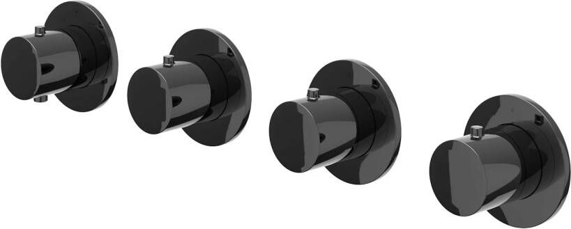 Ivy Bond Afbouwdeel voor Inbouwthermostaat 3 stopkranen Symmetry ronde rozetten Zwart chroom PVD 6202377
