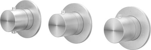 IVY Concord Afbouwdeel voor Inbouwthermostaat 3 stopkranen symmetry ronde rozetten RVS316 geborsteld 6201311