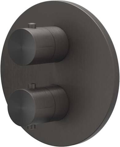 IVY Concord Afbouwdeel voor Inbouwthermostaat 2-weg stop-omstel rond rozet RVS316 geborsteld carbon black PVD 6201114