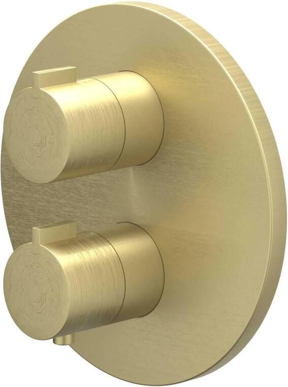 IVY Afbouwdeel Pact Inbouwthermostaat Symmetry 2-Weg Stop-Omstel Met Rond Rozet Geborsteld Mat Goud PVD