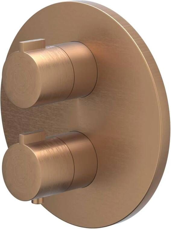 IVY Afbouwdeel Pact Inbouwthermostaat Symmetry 2-Weg Stop-Omstel Met Rond Rozet Geborsteld Mat Koper PVD