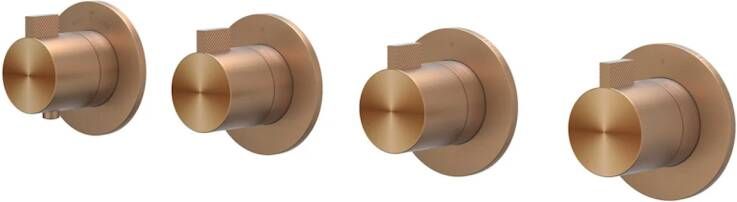IVY Tribe Afbouwdeel voor Inbouwthermostaat 3 stopkranen symmetry ronde rozetten RVS316 geborsteld mat koper PVD 6201273