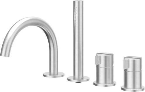 Ivy Tribe Badrandcombinatie 4-wegs mengkraan draaibare uitloop uittrekbare handdouche RVS316 geborsteld 6301171