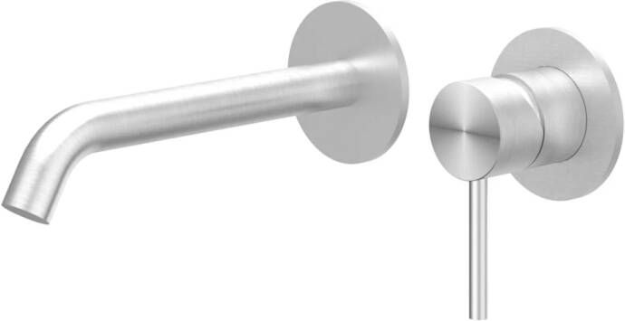 Ivy Concord Afbouwdeel wastafelmengkraan 2-gats inbouw wandmontage gebogen uitloop coldstart RVS316 geborsteld 6100361