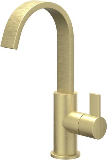 IVY Pact eenhendel wastafelmengkraan met draaibare cascade uitloop voorzien van coldstart 26 3 cm geborsteld mat goud PVD