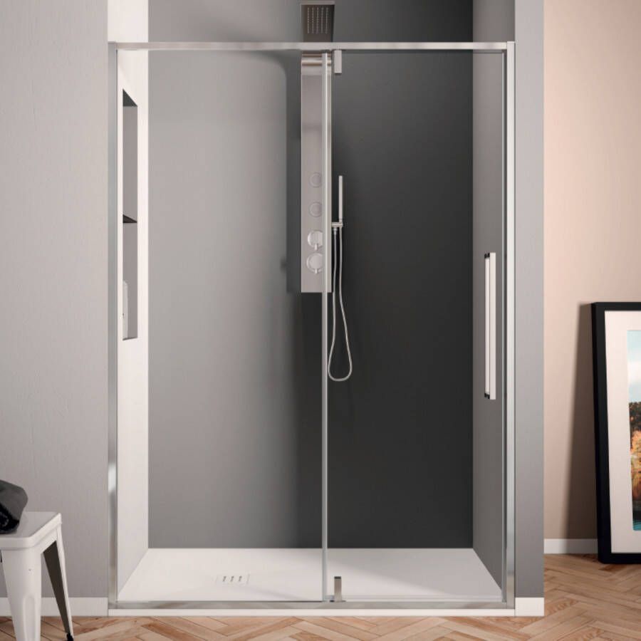 Lacus Klapdeur Murano Tweedelig Helder Glas 90x200 cm Aluminium Profiel Chroom