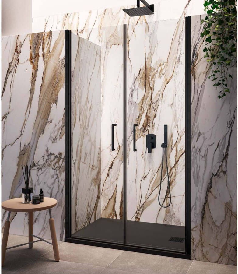 Lacus Nisdeur Giglio Evo Saloon 2 Klapdeuren 100x200 Cm Helder Glas Mat Zwart