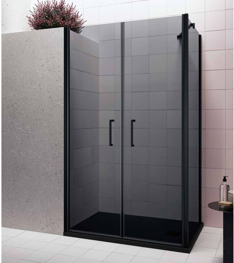 Lacus Zijwand Giglio Evo 80x200 Cm Aluminium Profiel Rookglas Zwart