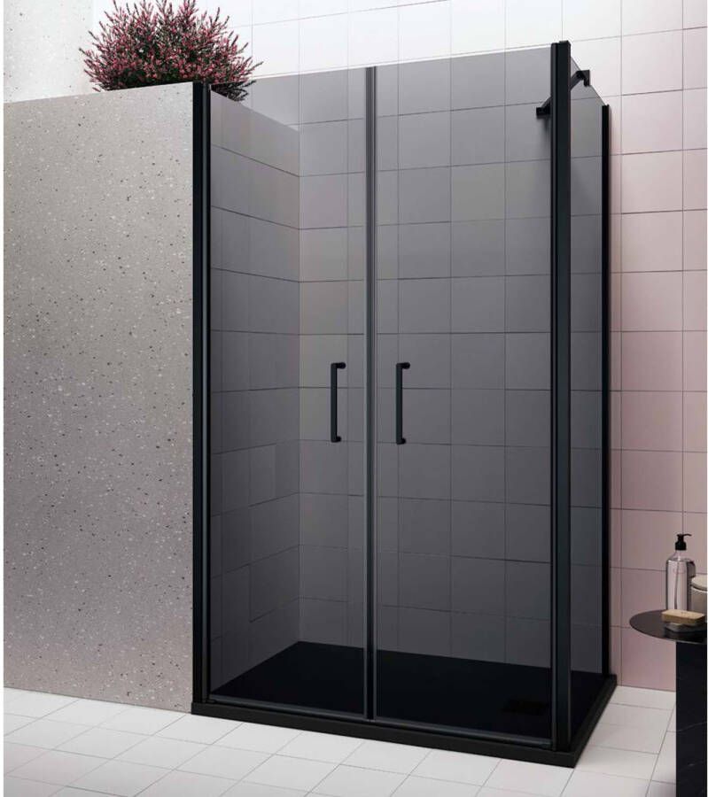 Lacus Zijwand Giglio Evo 90x200 Cm Aluminium Profiel Rookglas Zwart