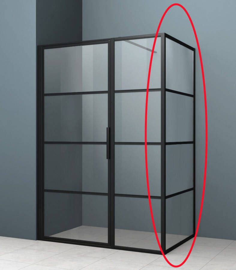 Lacus Zijwand voor Douchecabine Tremiti 78x200 cm Mat Zwart Aluminium Profiel