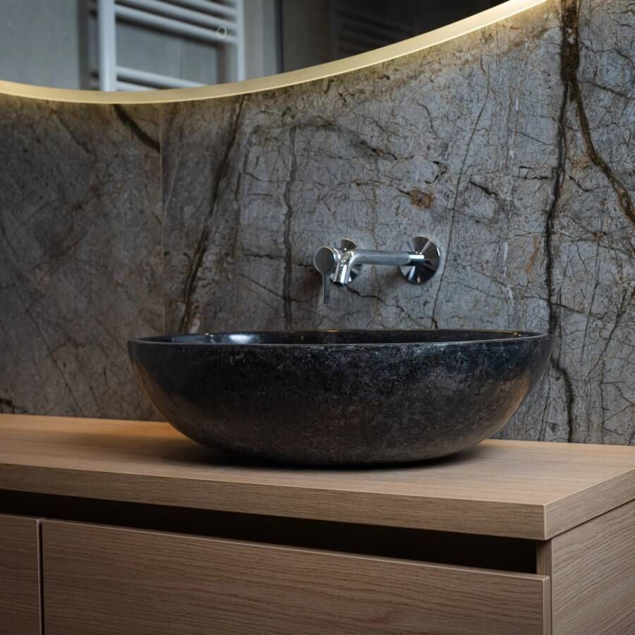 Loutro Waskom Elleni B Rechthoek 57x40.5x15 cm Marmer Black