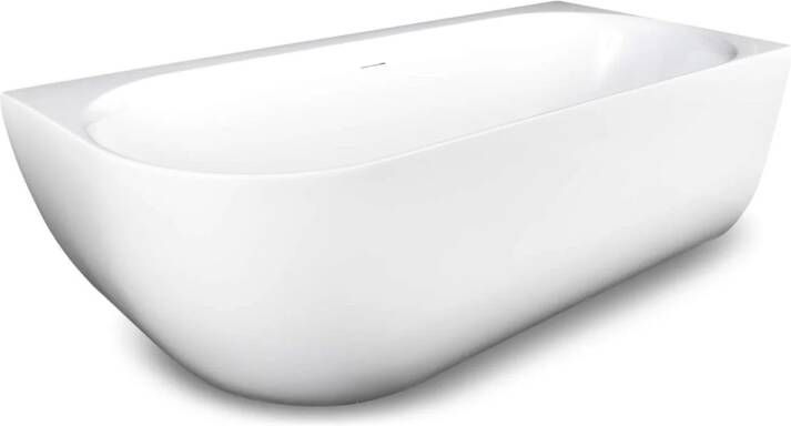 Luca Ligbad Sanitair Primo Hoekbad 180x80x60 cm Links Afgerond Wit