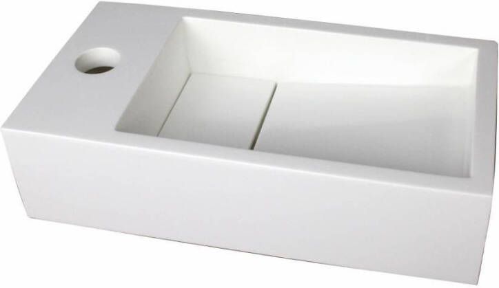 Luca Sanitair Fontein 35x18x9 cm Mineral Stone Met Kraangat Links Of Rechts Glans Wit