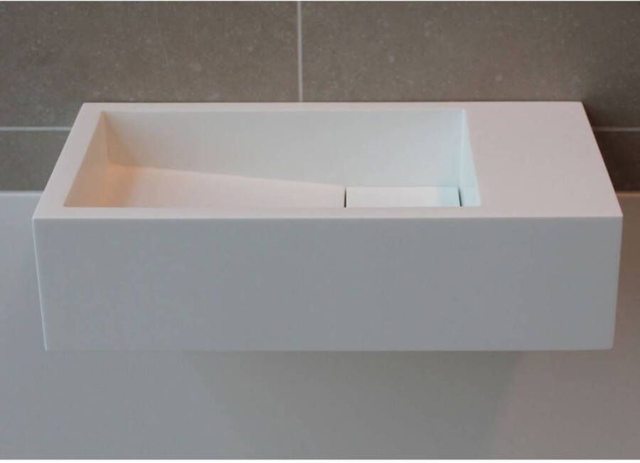 Luca Sanitair Fontein 35x18x9 cm Solid Surface Zonder Kraangat Links Of Rechts Mat Wit