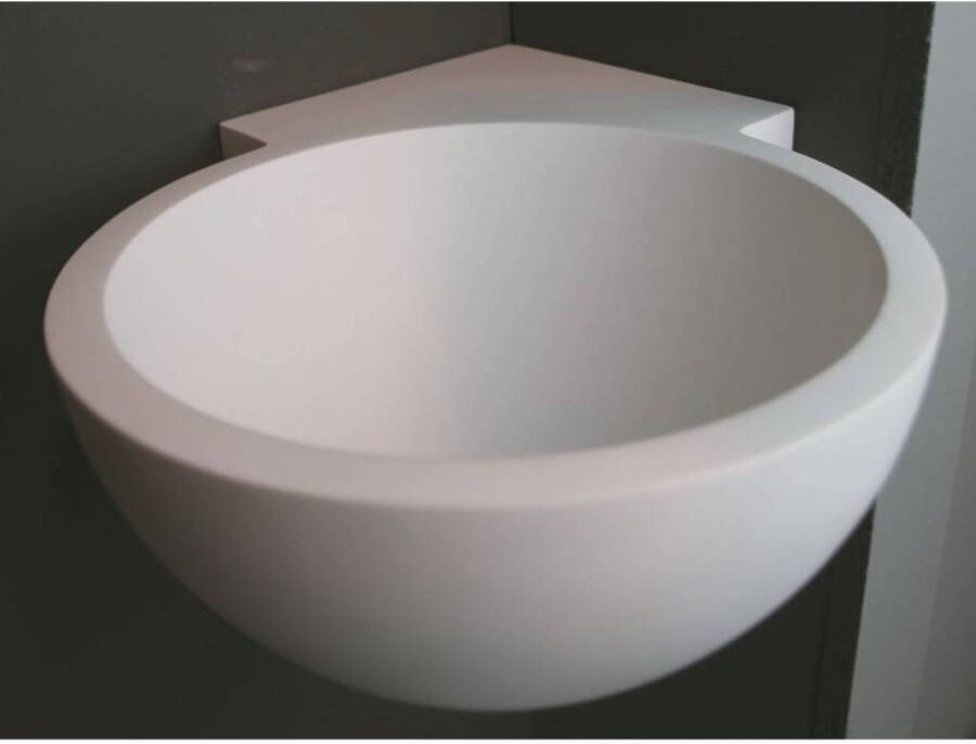 Luca Hoekfontein Sanitair Rond 28x28x12cm Solid Surface Mat Wit (met voorbewerkt kraangat)