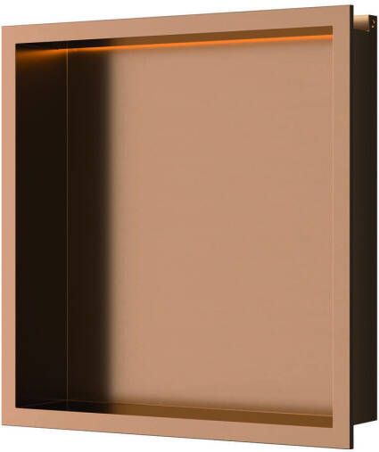 Luca Sanitair Inbouwnis 30x30x6 5cm in RVS met LED verlichting (3000 kelvin) en transformator IP67 geborsteld koper PVD