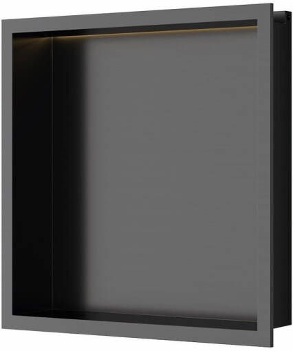 Luca Sanitair Inbouwnis 30x30x6 5cm in RVS met LED verlichting (3000 kelvin) en transformator IP67 Gun metal PVD