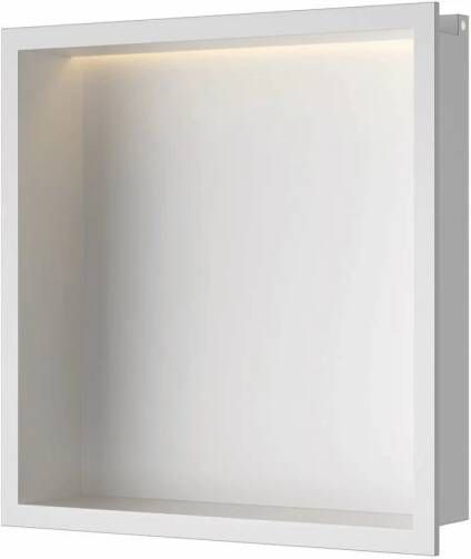 Luca Sanitair Inbouwnis 30x30x6 5cm in RVS met LED verlichting (3000 kelvin) en transformator IP67 Mat wit