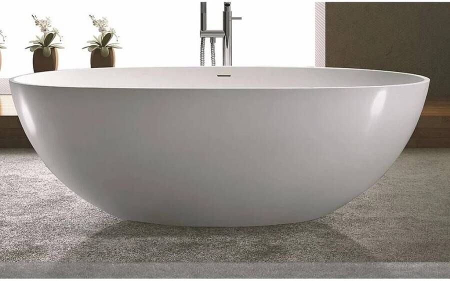 Luca Sanitair Vrijstaand Bad Vasca 180x80x60 cm Solid Surface Mat Wit