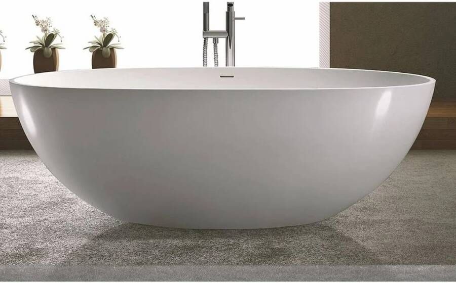 Luca Sanitair Vrijstaand Bad Vasca 180x93x56 cm Solid Surface Mat Wit