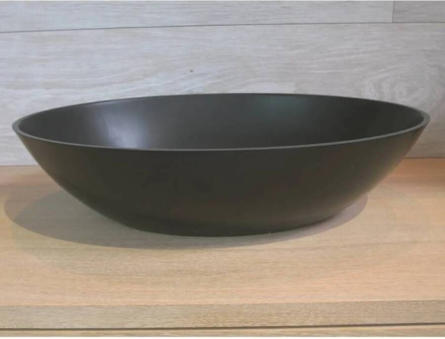 Luca Sanitair Waskom Ovaal 57x40x14 cm Solid Surface 8 mm Dik Antraciet