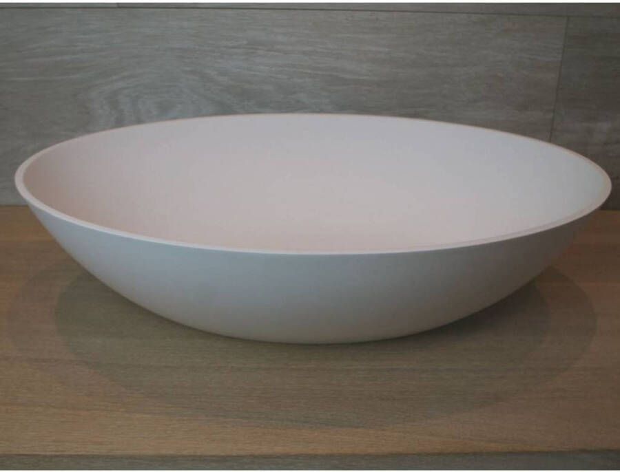 Luca Sanitair Waskom Ovaal 57x40x14 cm Solid Surface 8 mm Dik Mat Wit