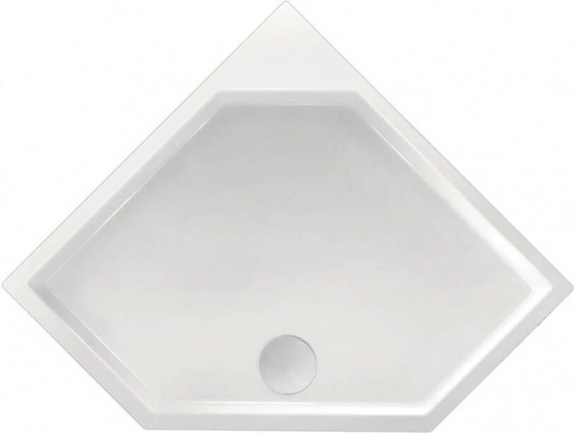 Xenz Douchebak Marshall | 100x100x4 cm | Incl.Afvoersifon-Chroom | Acryl | Vijfhoek | Wit glans - Foto 4