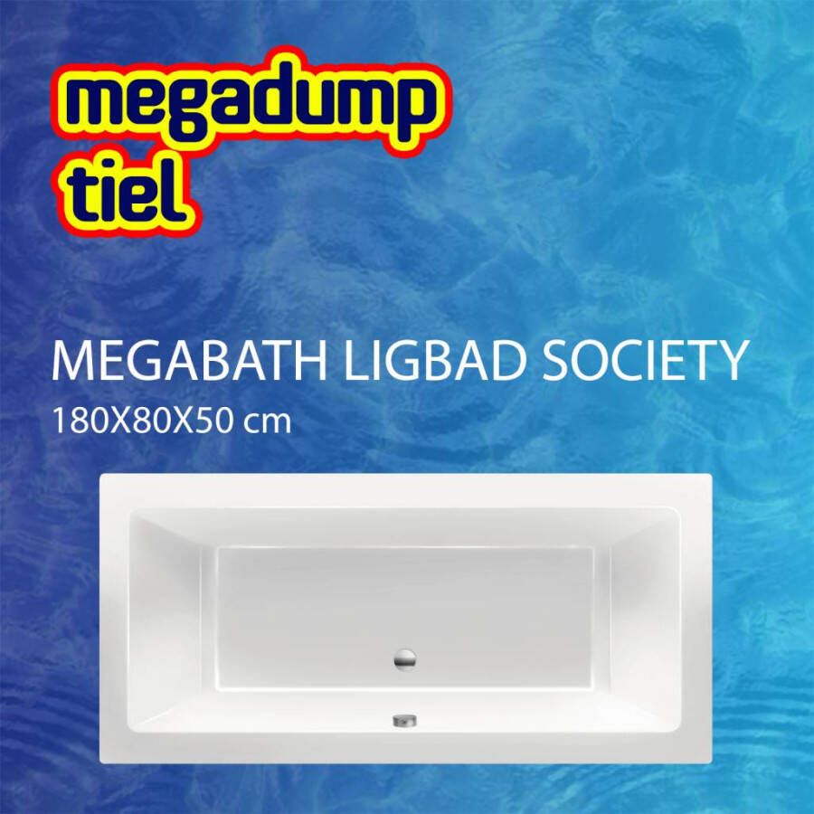 MegaBath Ligbad Society 180X80X50 cm Glans Wit